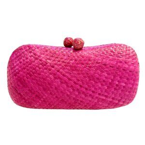 Serpui Marie Hot Pink Woven Wicker Shoulder Bag Clutch